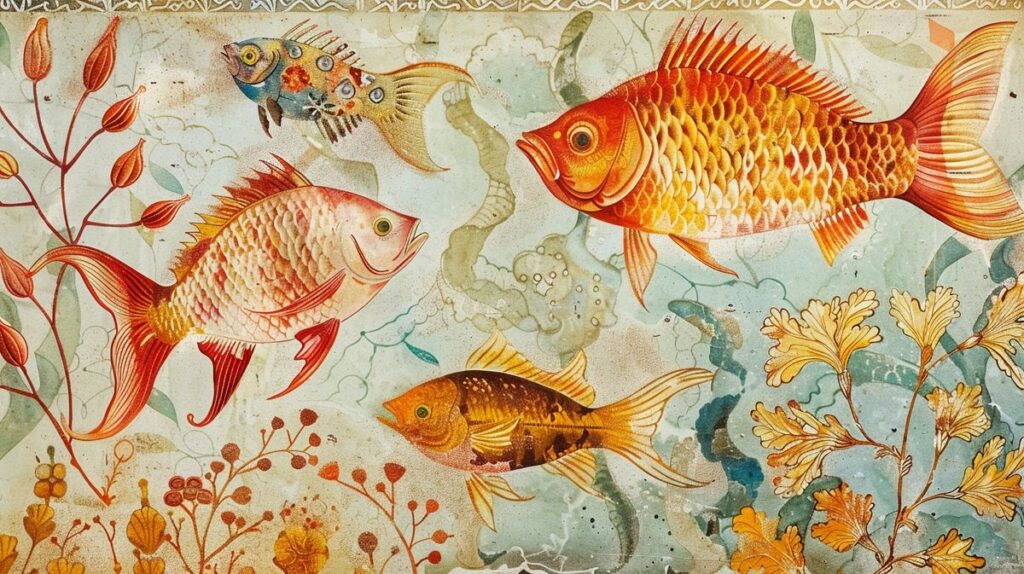 Detailreiches Bild des Fische Sternzeichens im Astrologie-Kontext